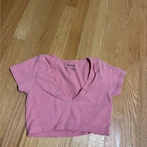 Garage Pink Ribbed Crop Top